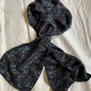 Blue floral scarf, 100% silk,  material, long